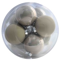 Palline in vetro - D 80 Mm - 16 Pezzi - Tortora - Lucido e opaco