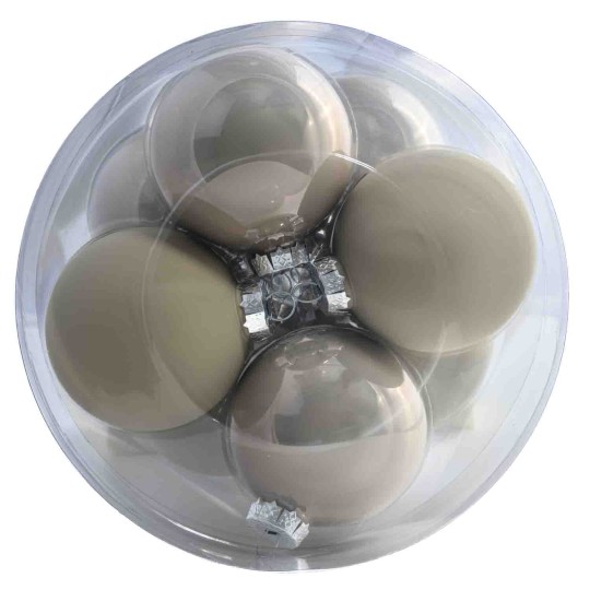 Palline in vetro - D 80 Mm - 16 Pezzi - Tortora - Lucido e opaco