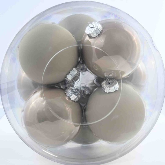 Palline in vetro - D 100 Mm - 12 Pezzi - Tortora - Lucido e opaco
