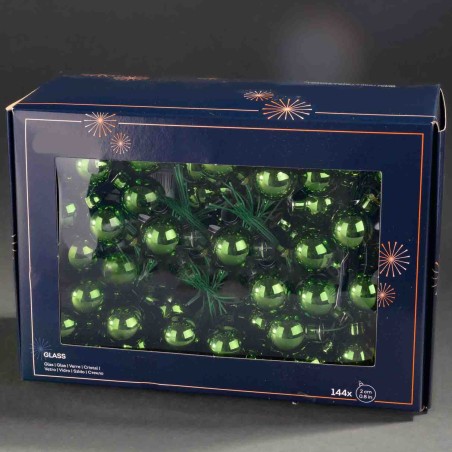 Palline in vetro 144  PZ - 2 Cm / Verde Pino
