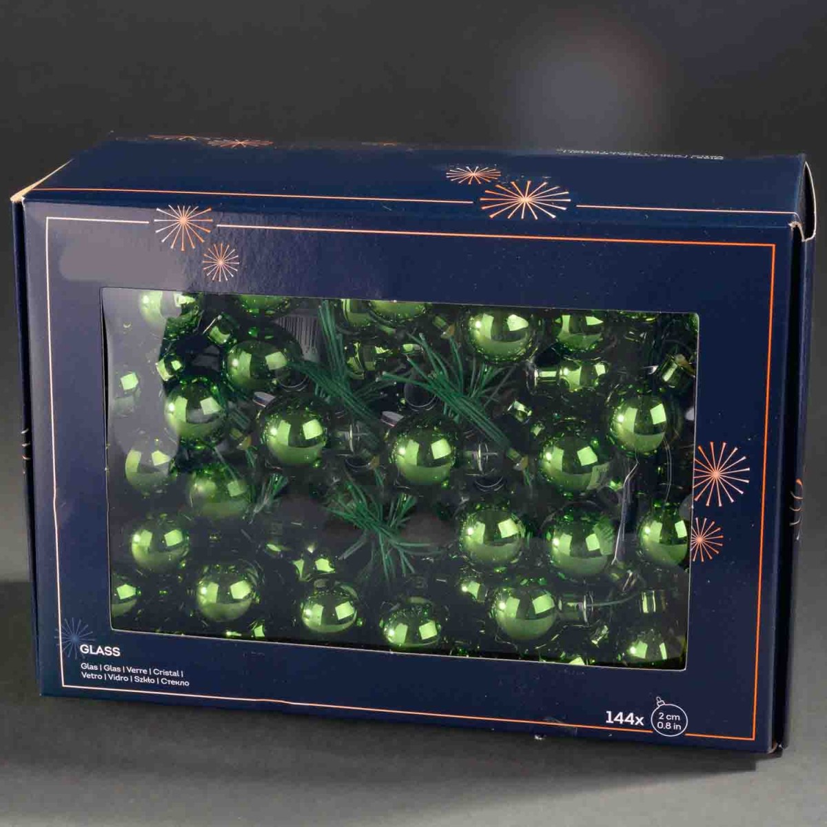 Palline in vetro 144  PZ - 2 Cm / Verde Pino