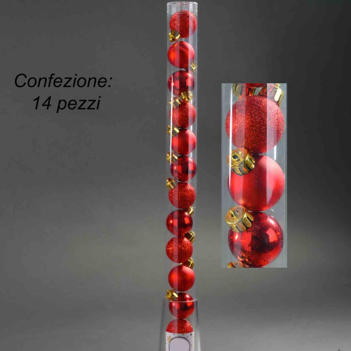 Palline in Plastica- D 3 Cm - Rosso - 14 Pezzi