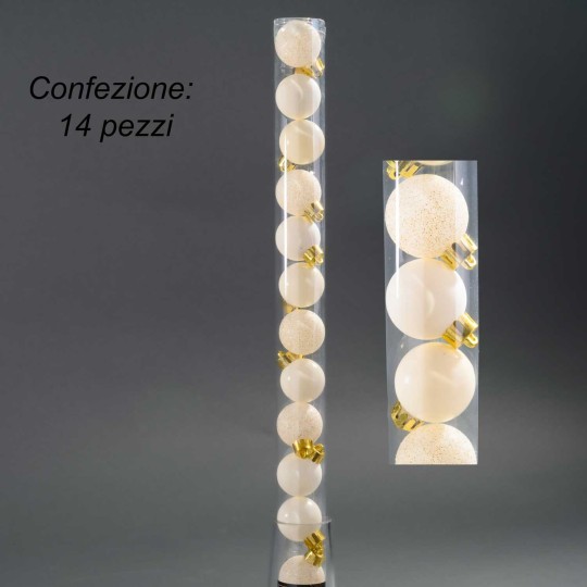 Palline in plastica 14 PZ - 3 Cm / Bianco
