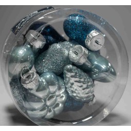 Palline in vetro 12 PZ - 12x4 Cm / Azzurro