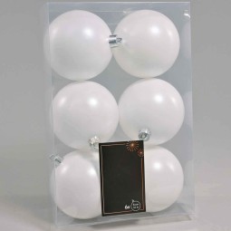 Palline in  plastica 12 PZ - 8 Cm / Bianco Inverno