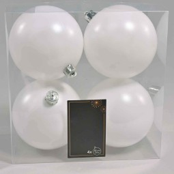 Palline in plastica 4  PZ - 10 Cm / Bianco Inverno