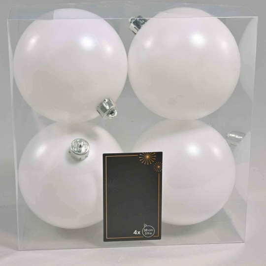 Palline in plastica 4  PZ - 10 Cm / Bianco Inverno