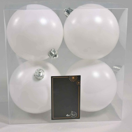 Palline in plastica 4  PZ - 10 Cm / Bianco Inverno