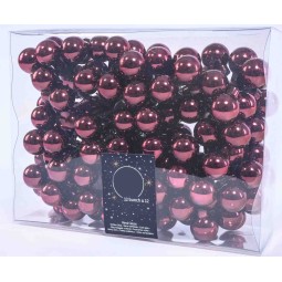 Palline in vetro 144  PZ - 2,5 Cm / Rosso scuro