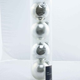 Palline in vetro assortite 4 PZ - 10 Cm / Argento