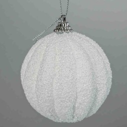 Pallina in plastica -8 Cm /  Bianco-Argento