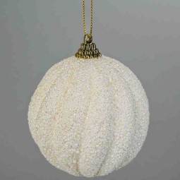 Pallina in plastica - 8 Cm / Bianco-Oro