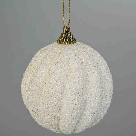 Pallina in plastica - 8 Cm / Bianco-Oro