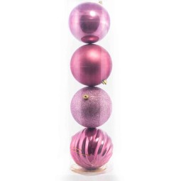 Palline in vetro 4PZ - 14  Cm / Rosa vintafe