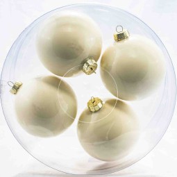 Palline in vetro 4 PZ - 12  Cm / Bianco Latte