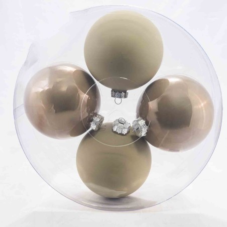 Palline in vetro 4  PZ - 12  Cm / Tortora