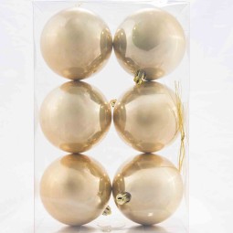 Palline in vetro 6  PZ - 8  Cm / Beige