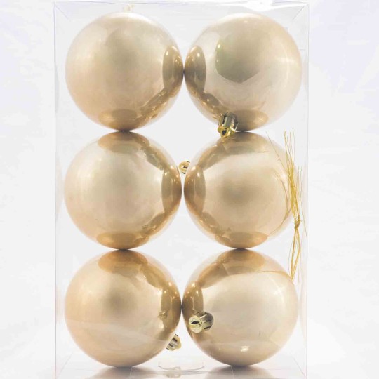 Palline in vetro 6  PZ - 8  Cm / Beige