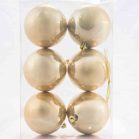 Palline in vetro 6  PZ - 8  Cm / Beige