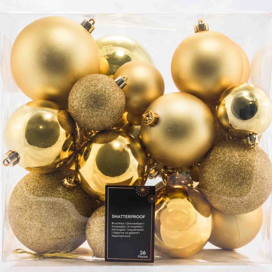 Palline in vetro varie  26PZ - 8  Cm D max  / Oro