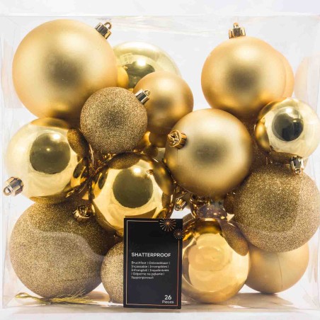 Palline in vetro varie  26PZ - 8  Cm D max  / Oro