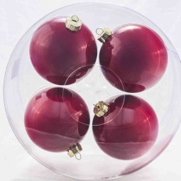 Palline in vetro 4  PZ - 12  Cm / Rosso scuro