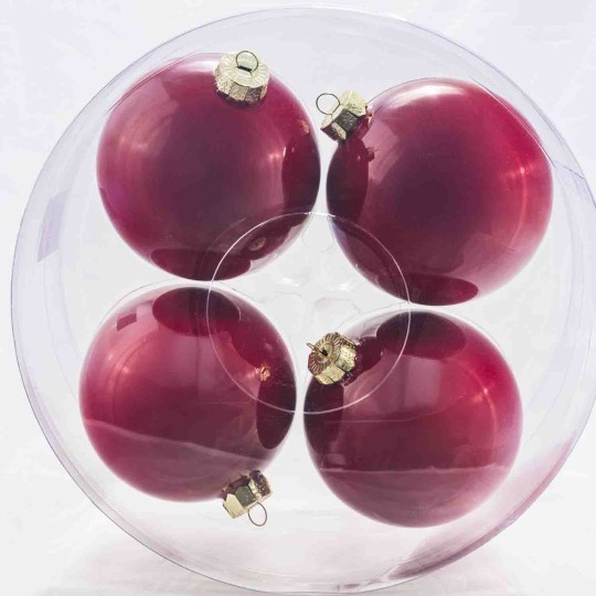 Palline in vetro 4  PZ - 12  Cm / Rosso scuro