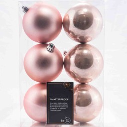 Palline in vetro 6  PZ - 8  Cm / Rosa cipria