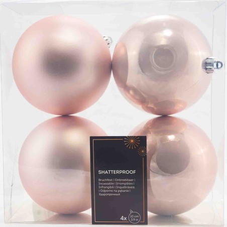 Palline in vetro 4  PZ - 10  Cm / Rosa Cipria