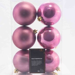 Palline in vetro 6 PZ - 8  Cm / Rosa Antico