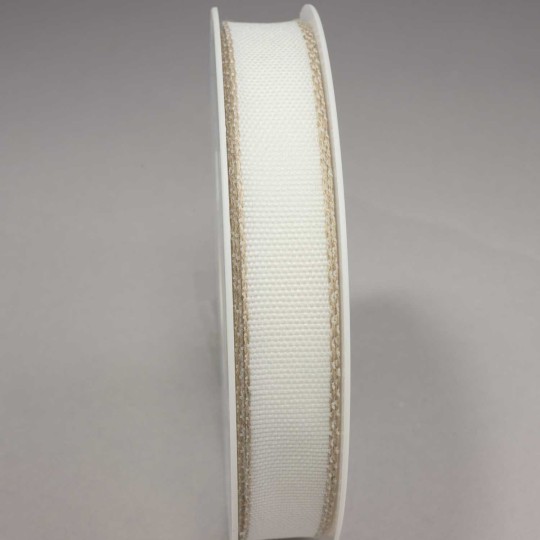Nastro con bordo in "Lino" - 15 Mm x 20 M / Bianco
