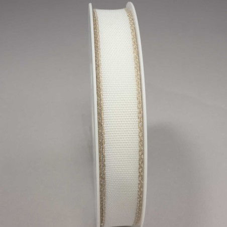 Nastro con bordo in "Lino" - 15 Mm x 20 M / Bianco