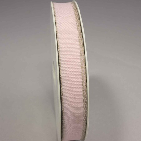 Nastro con bordo in "Lino" - 15 Mm x 20 M / Rosa chiaro