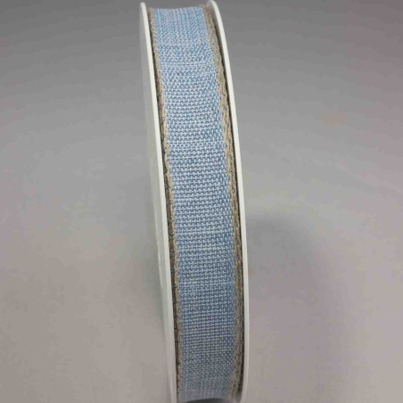 Nastro con bordo in "Lino" - 15 Mm x 20 M / Azzurro
