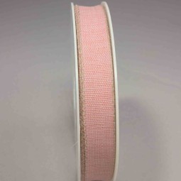 Nastro con bordo in "Lino" - 15 Mm x 20 M / Rosa