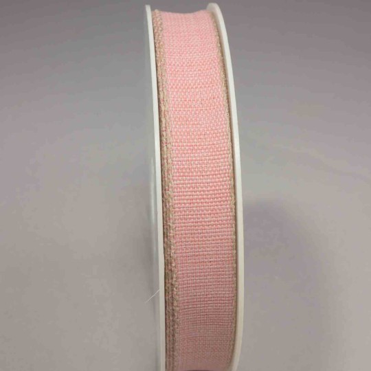 Nastro con bordo in "Lino" - 15 Mm x 20 M / Rosa
