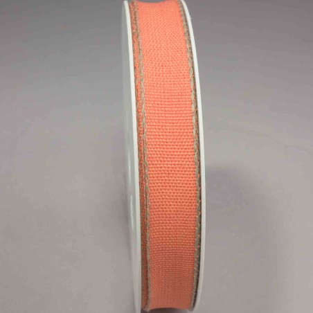 Nastro con bordo in "Lino" - 15 Mm x 20 M / Corallo