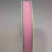 Nastro "Lino" a pois - 15 Mm x 20 M / Rosa