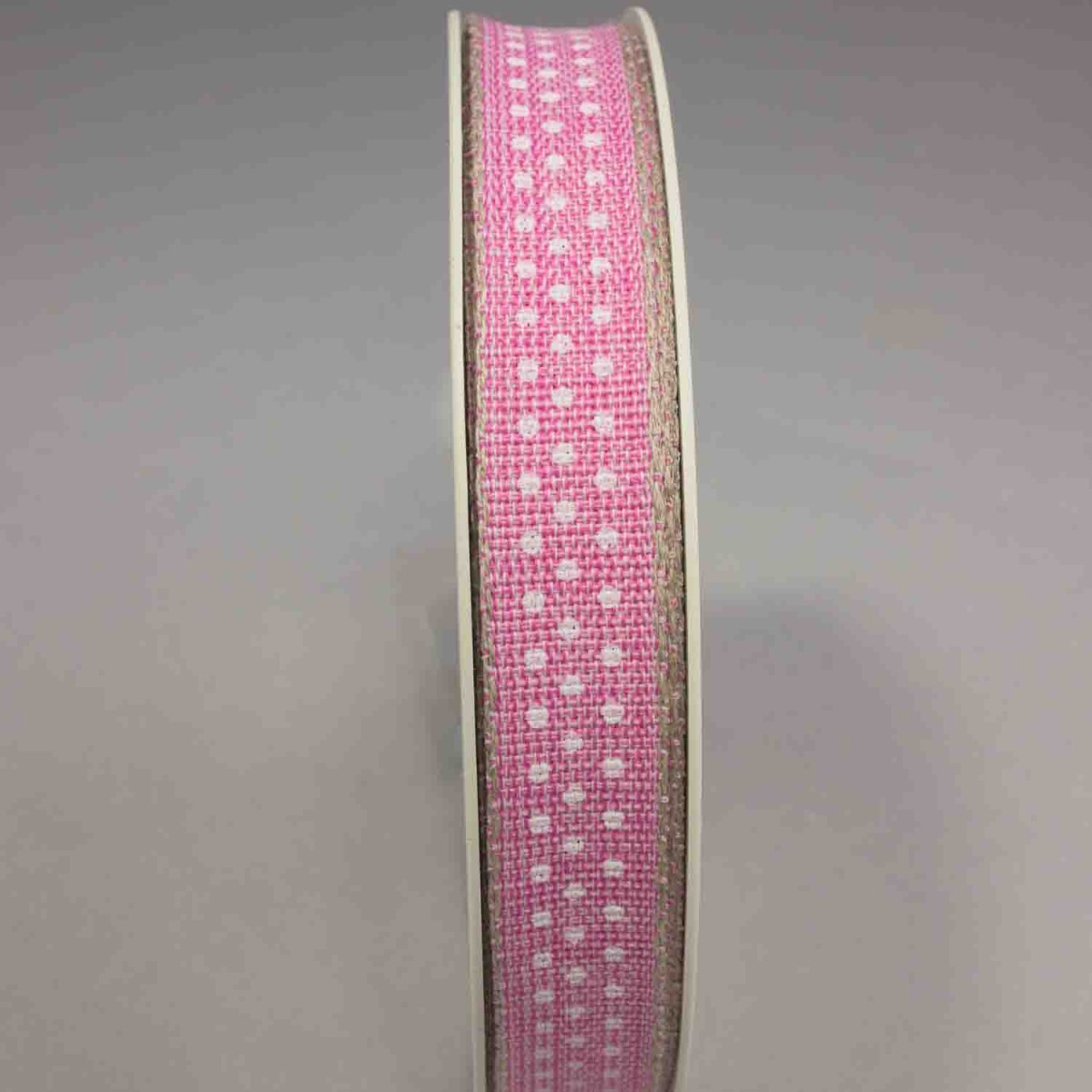 Nastro "Lino" a pois - 15 Mm x 20 M / Rosa