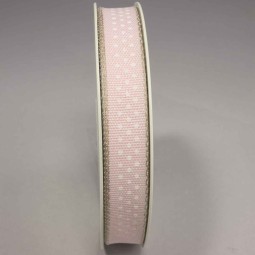 Nastro "Lino" a pois - 15 Mm x 20 M / Rosa chiaro