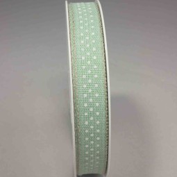 Nastro "Lino" a pois - 15 Mm x 20 M / Verde menta