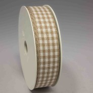 Nastro "Cotone" quadretti - 25 Mm x 25 M / Beige