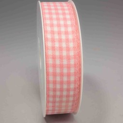 Nastro "Cotone" quadretti - 25 Mm x 25 M / Rosa chiaro