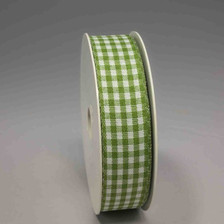 Nastro "Cotone" quadretti - 25 Mm x 25 M / Verde muschio