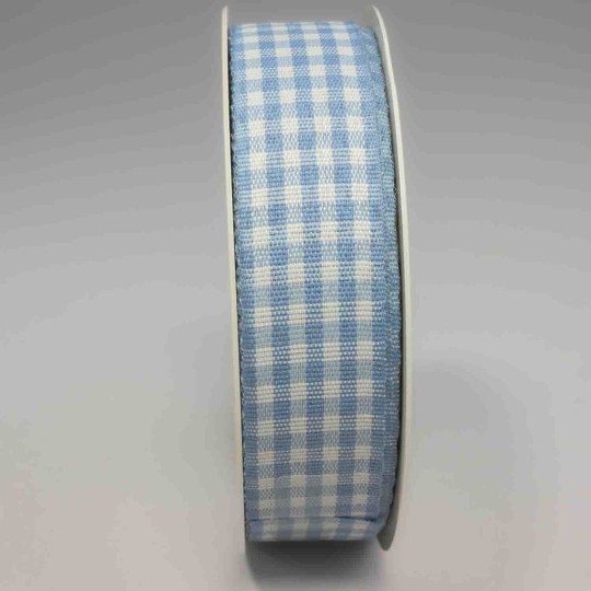 Nastro "Cotone" quadretti - 25 Mm x 25 M / Azzurro