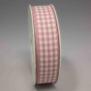 Nastro "Cotone" quadretti - 25 Mm x 25 M / Rosa