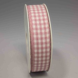 Nastro "Cotone" quadretti - 25 Mm x 25 M / Rosa