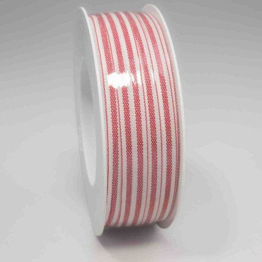 Nastro "Cotone" a righe - 10 Mm x 35 M / Rosso
