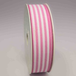 Nastro "Cotone" a righe - 24 Mm x 25 M / Rosa acceso