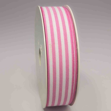Nastro "Cotone" a righe - 24 Mm x 25 M / Rosa acceso